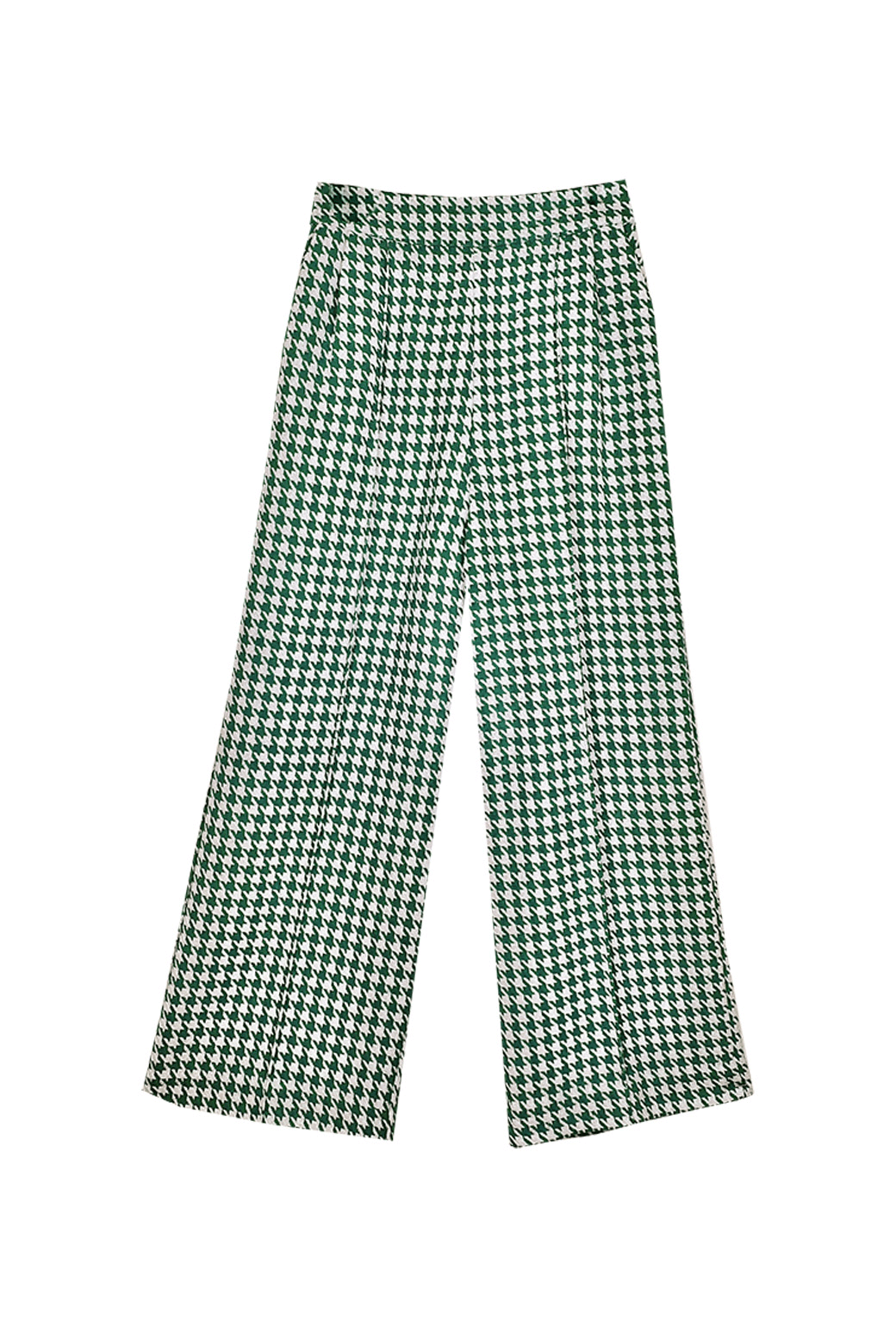 The Green Houndstooth Wide Leg Pants