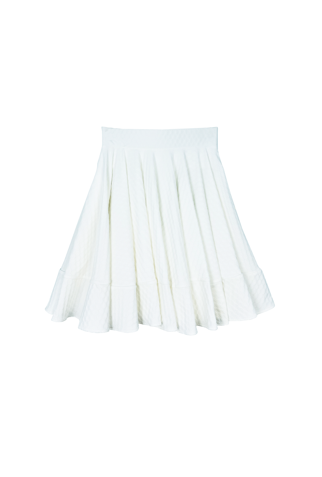 Buru x Kelly Golightly Mini Lucinda Circle Skirt White Knit Jacquard BURU