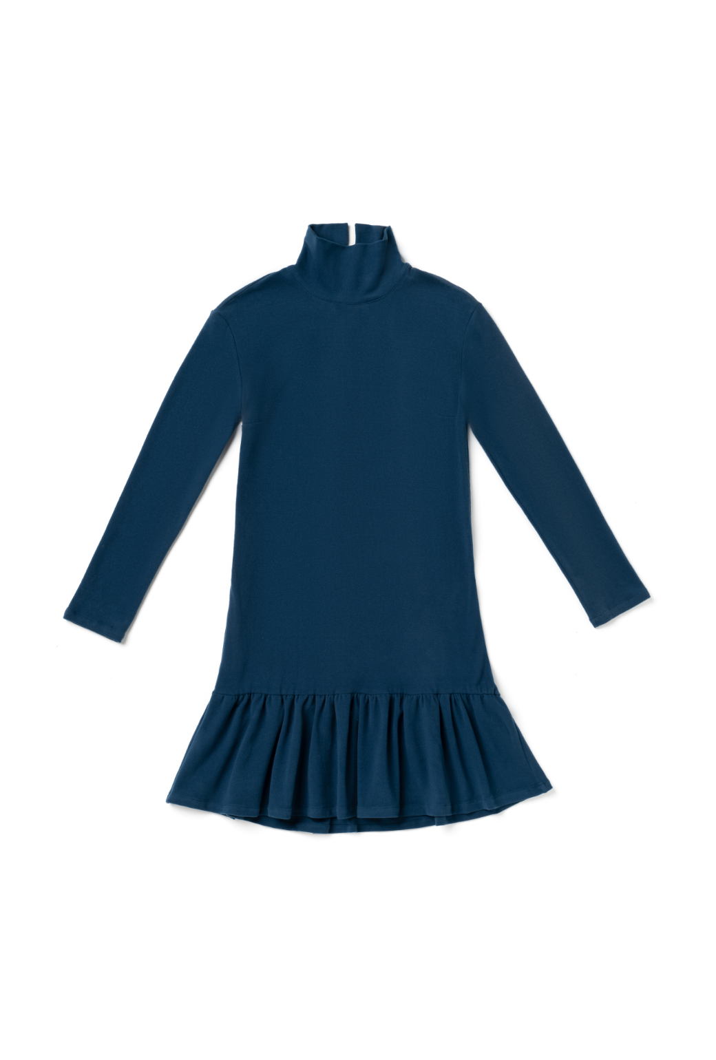 China Side Zip Turtleneck Dress Mini Navy