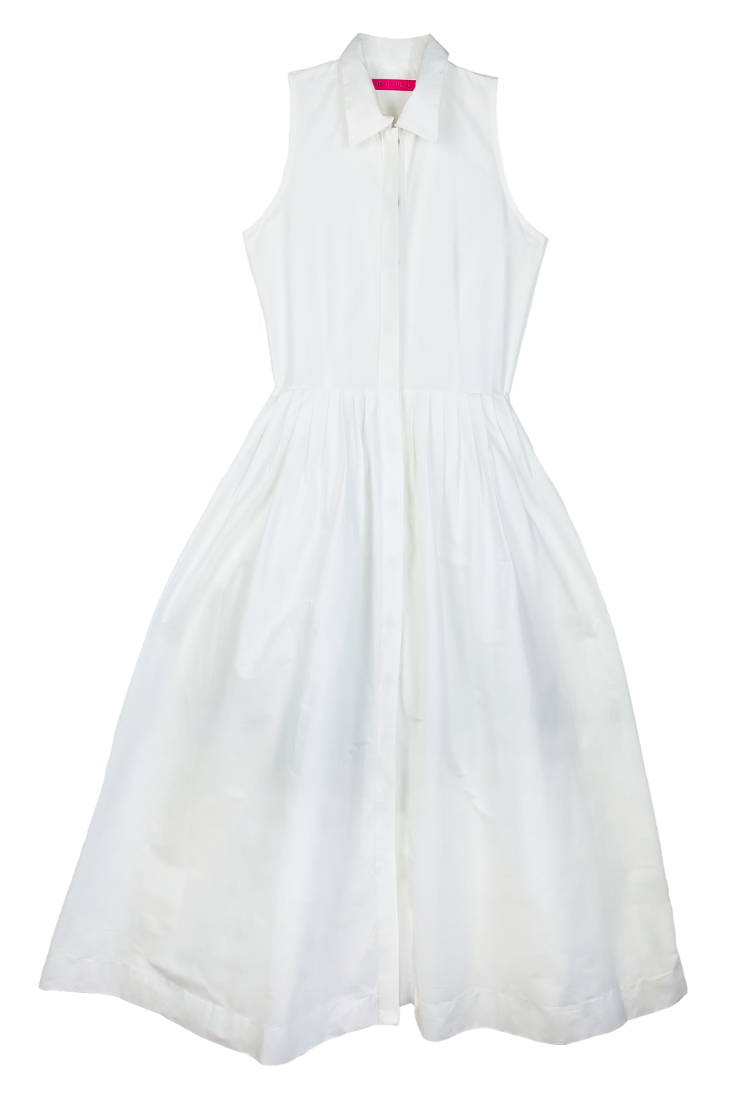 Sleeveless Placket Front Shirtdress - White Poplin – BURU