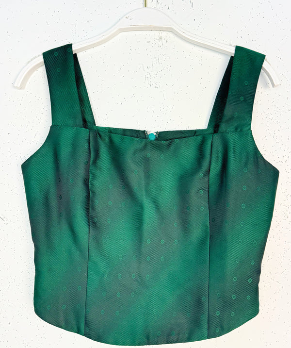 SAMPLE - Square Neck Bustier - Emerald Taffeta