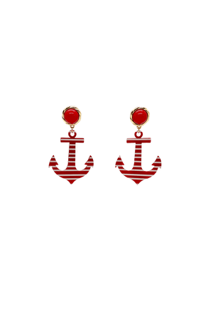 Anchors Away Earrings - Red