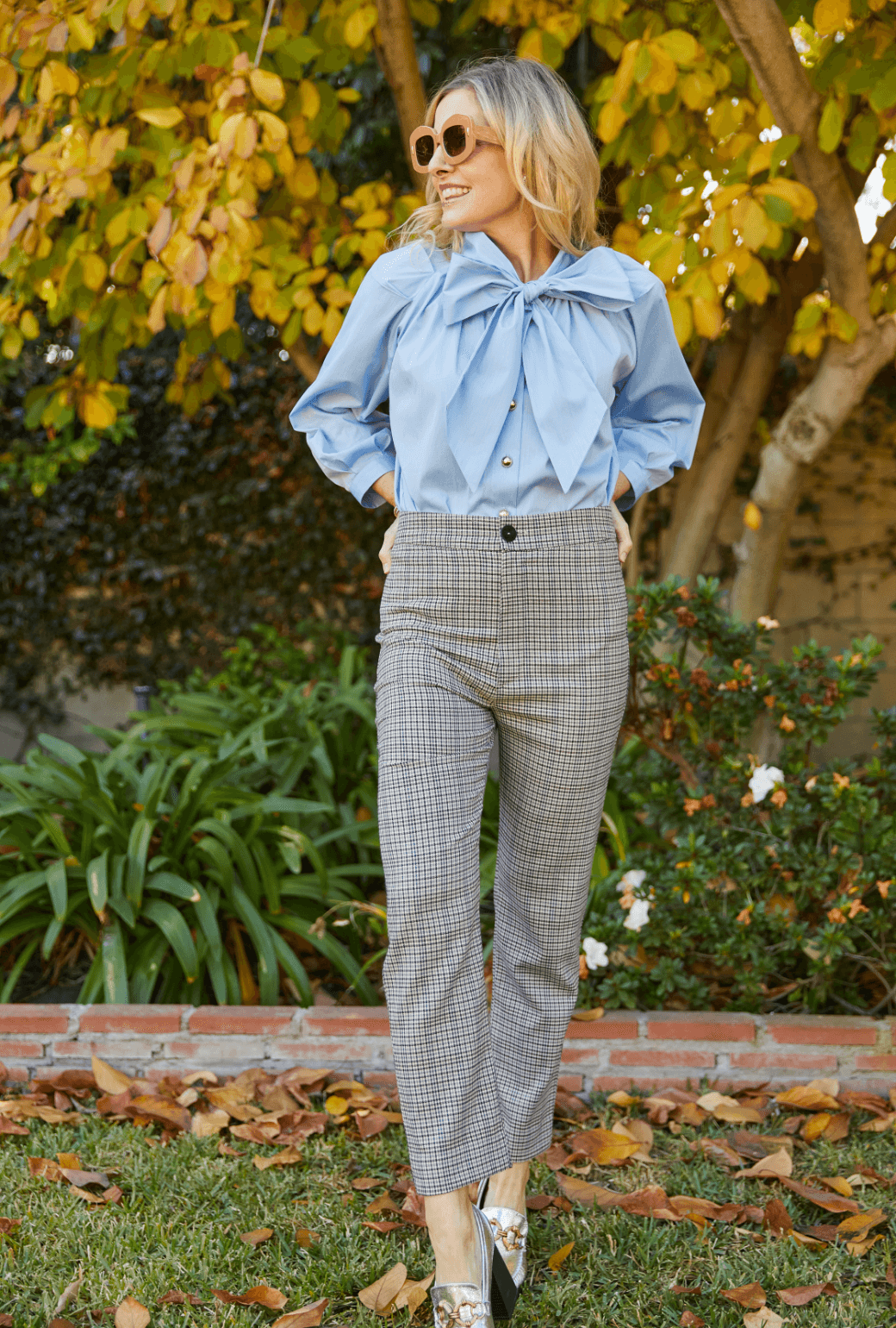 BF Big Bow Blouse - Blue Poplin