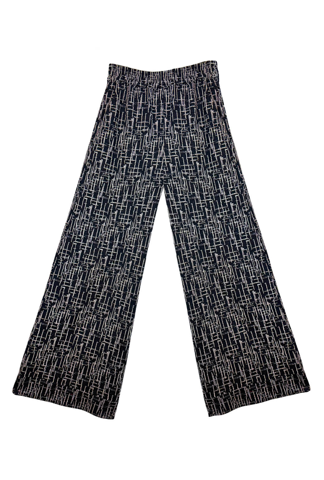 BURU x Val Wide Leg Knit Trouser - Black Geo Knit