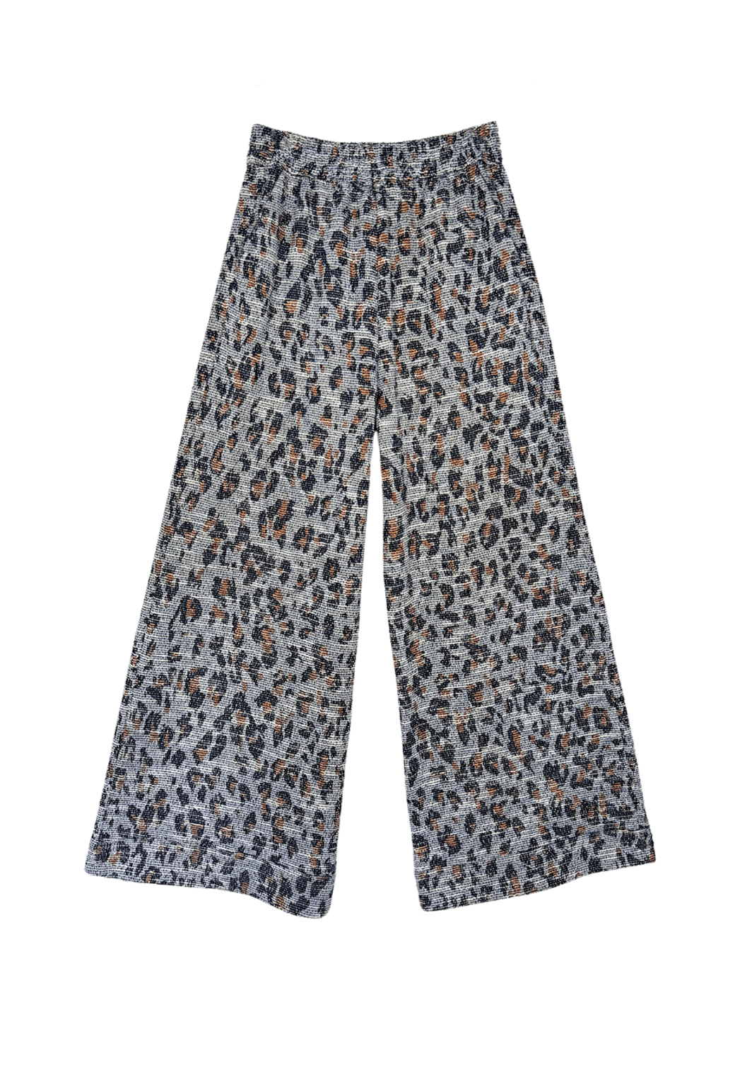 BURU x Val Wide Leg Knit Trouser - Navy Cheetah