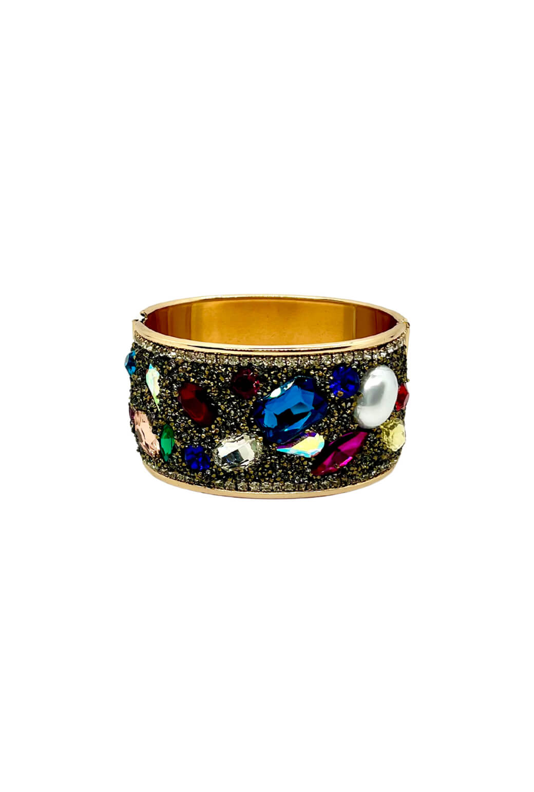 Beaded Rhinestone Cuff - Rainbow