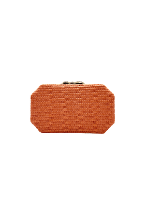 Bedazzled Raffia Clutch - Coral