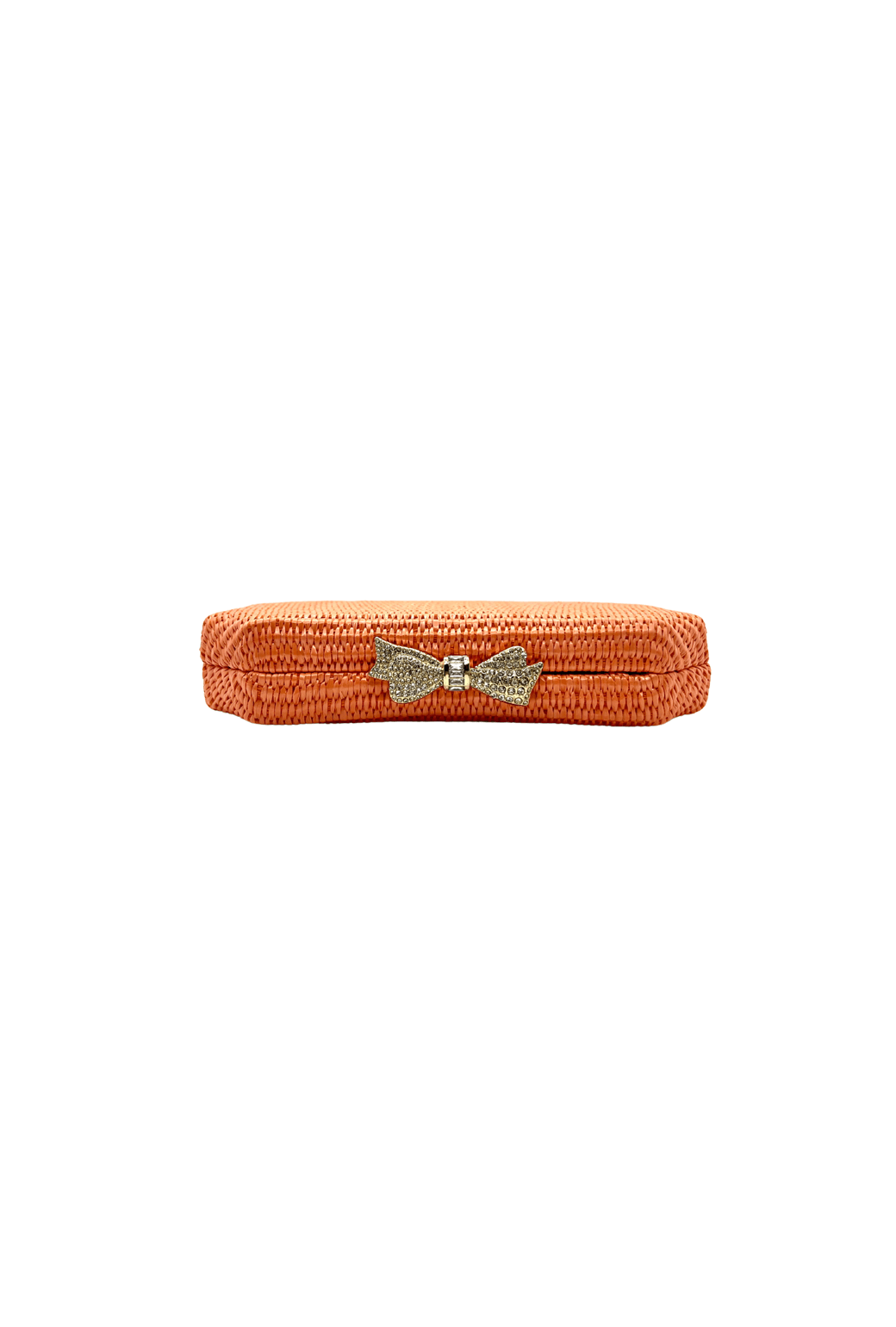 Bedazzled Raffia Clutch - Coral