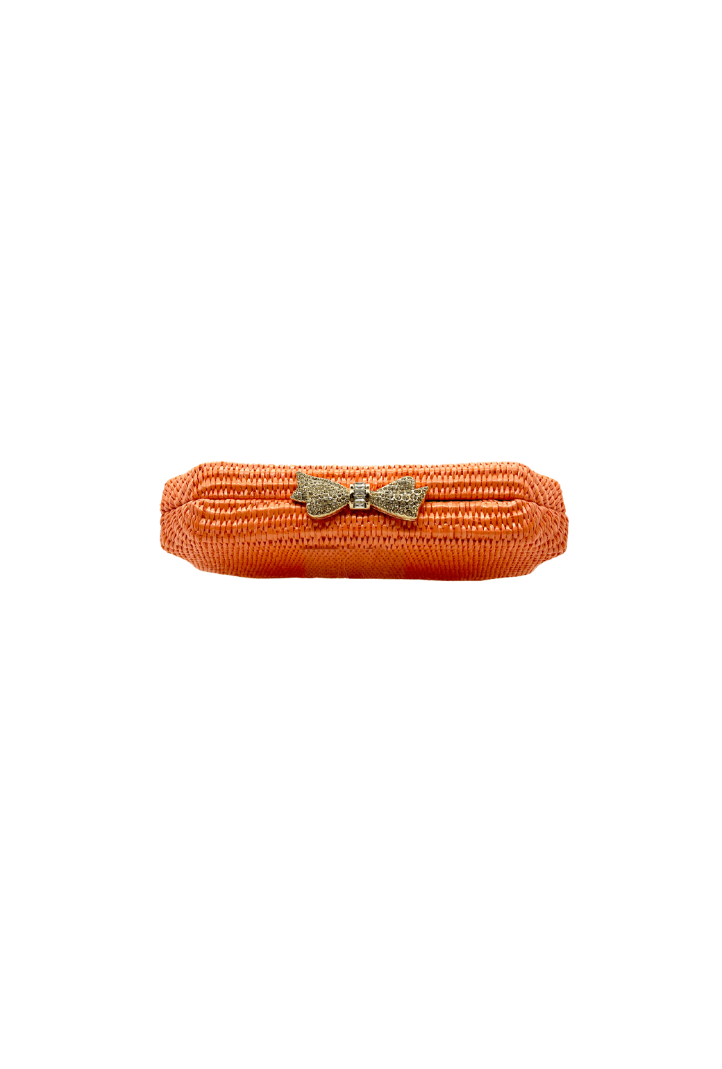 Bedazzled Raffia Clutch - Coral