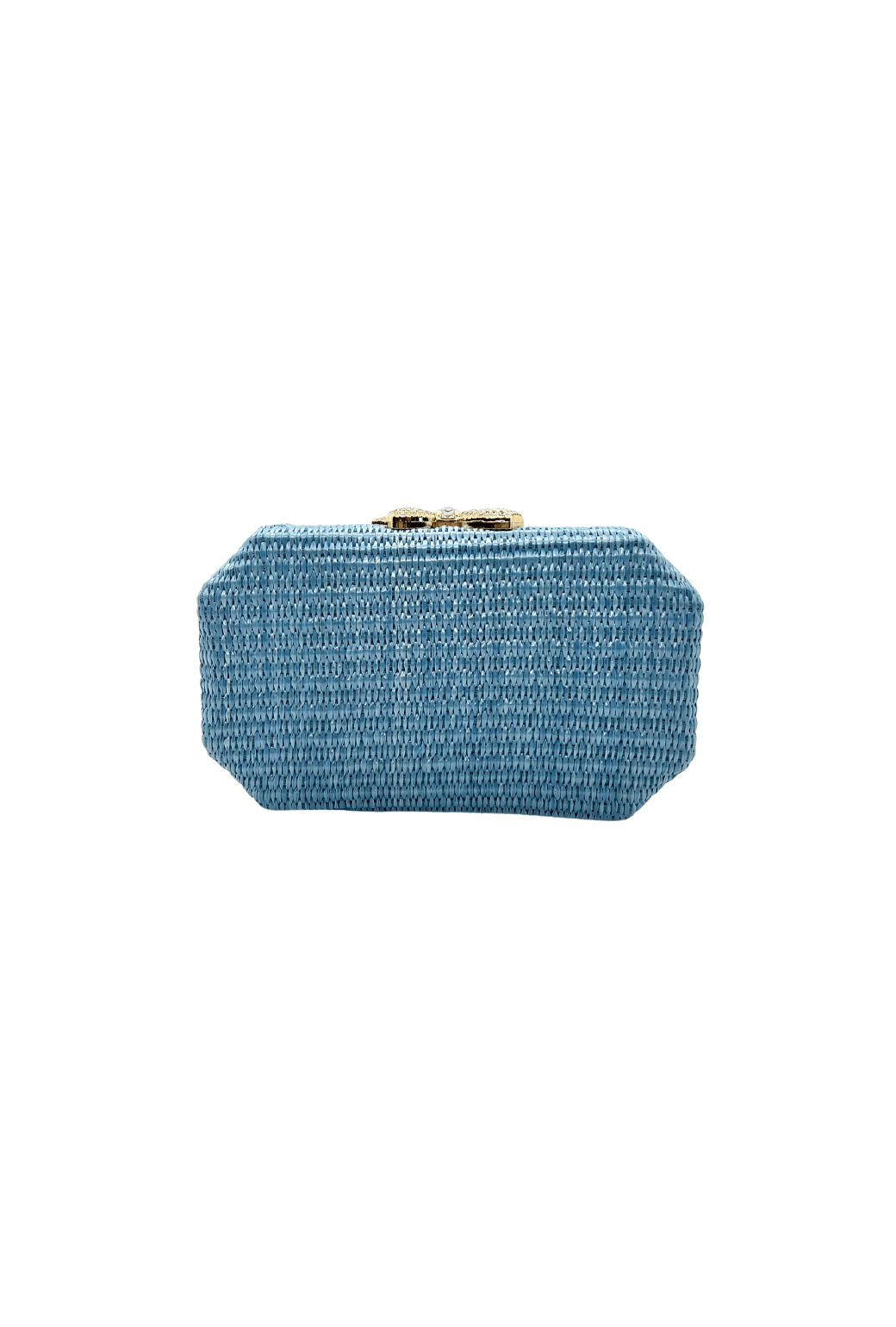 Bedazzled Raffia Clutch - Cornflower Blue