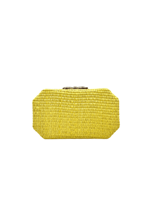 Bedazzled Raffia Clutch - Lemon Yellow