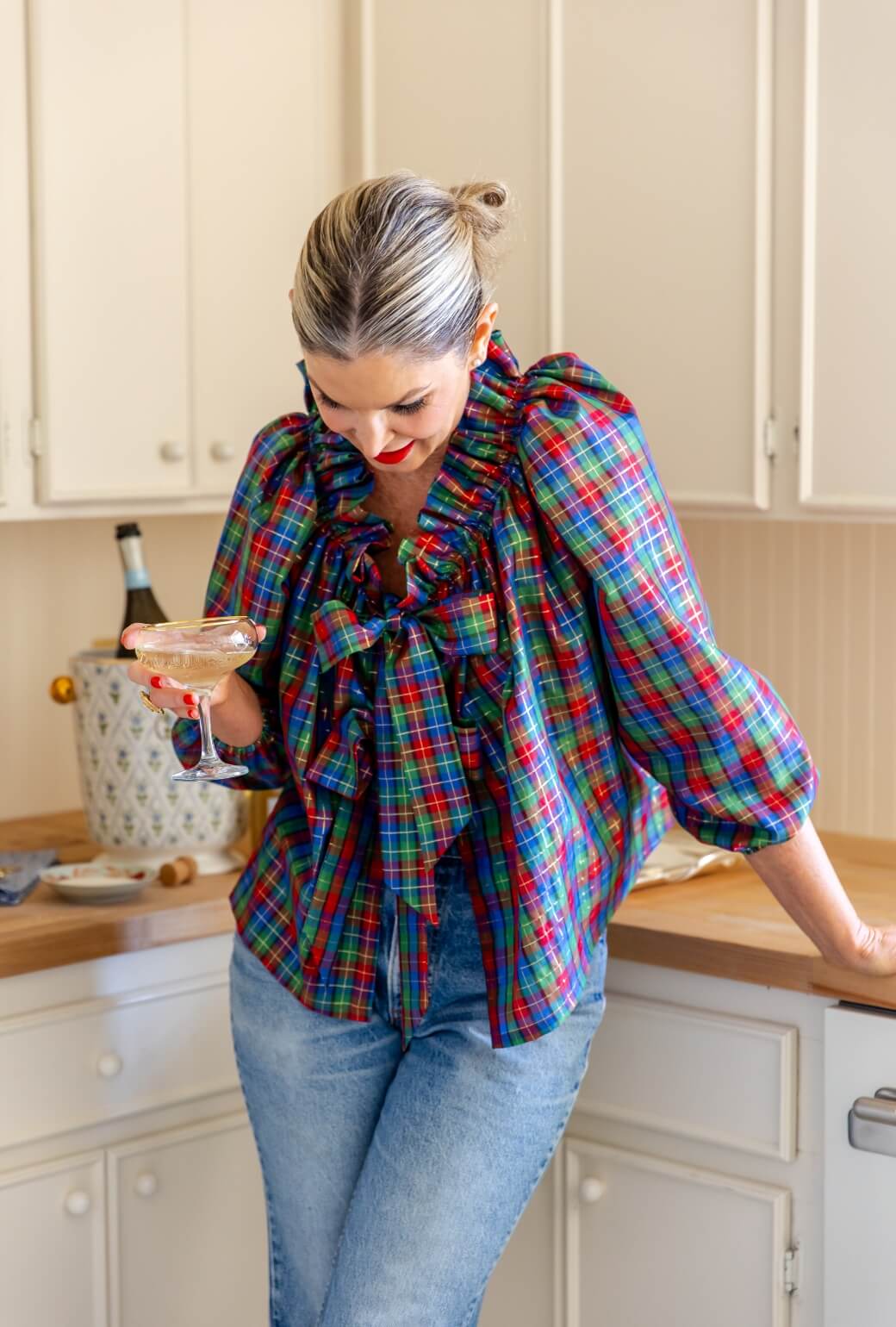 Buru + Pencil & Paper Co. Bettie Ann Blouse - Blue & Gold Plaid