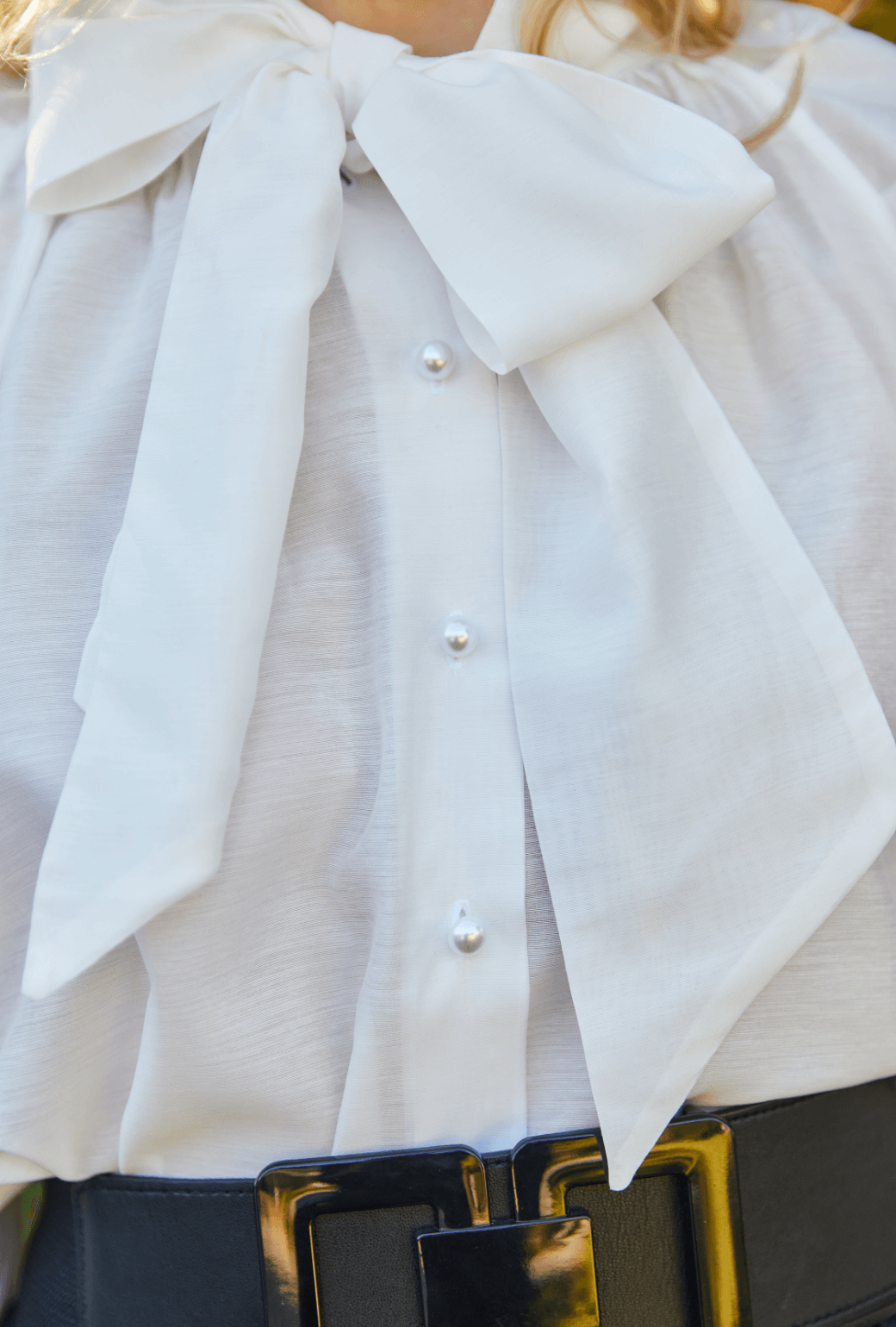 Big Bow Blouse - Sheer White