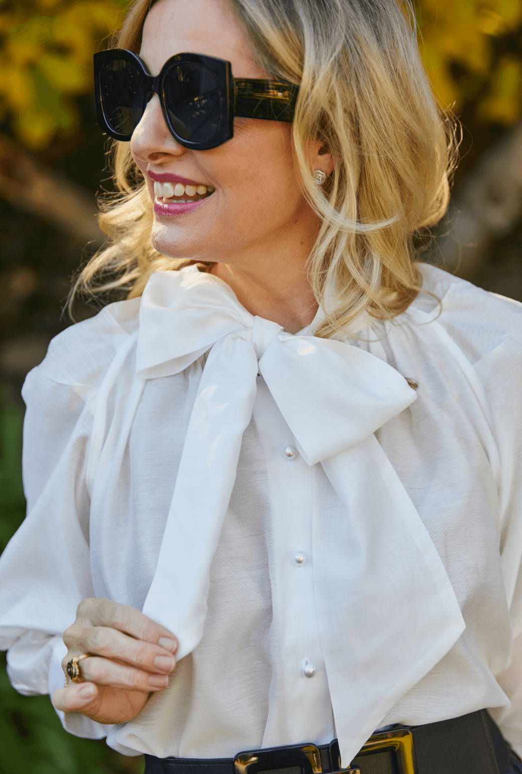 Big Bow Blouse - Sheer White