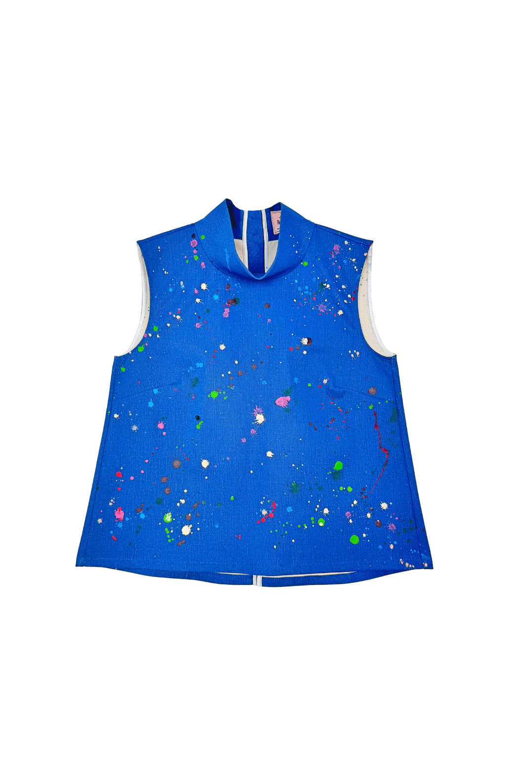 Birthday Mod Top Cropped - Party Splatter Paint Denim