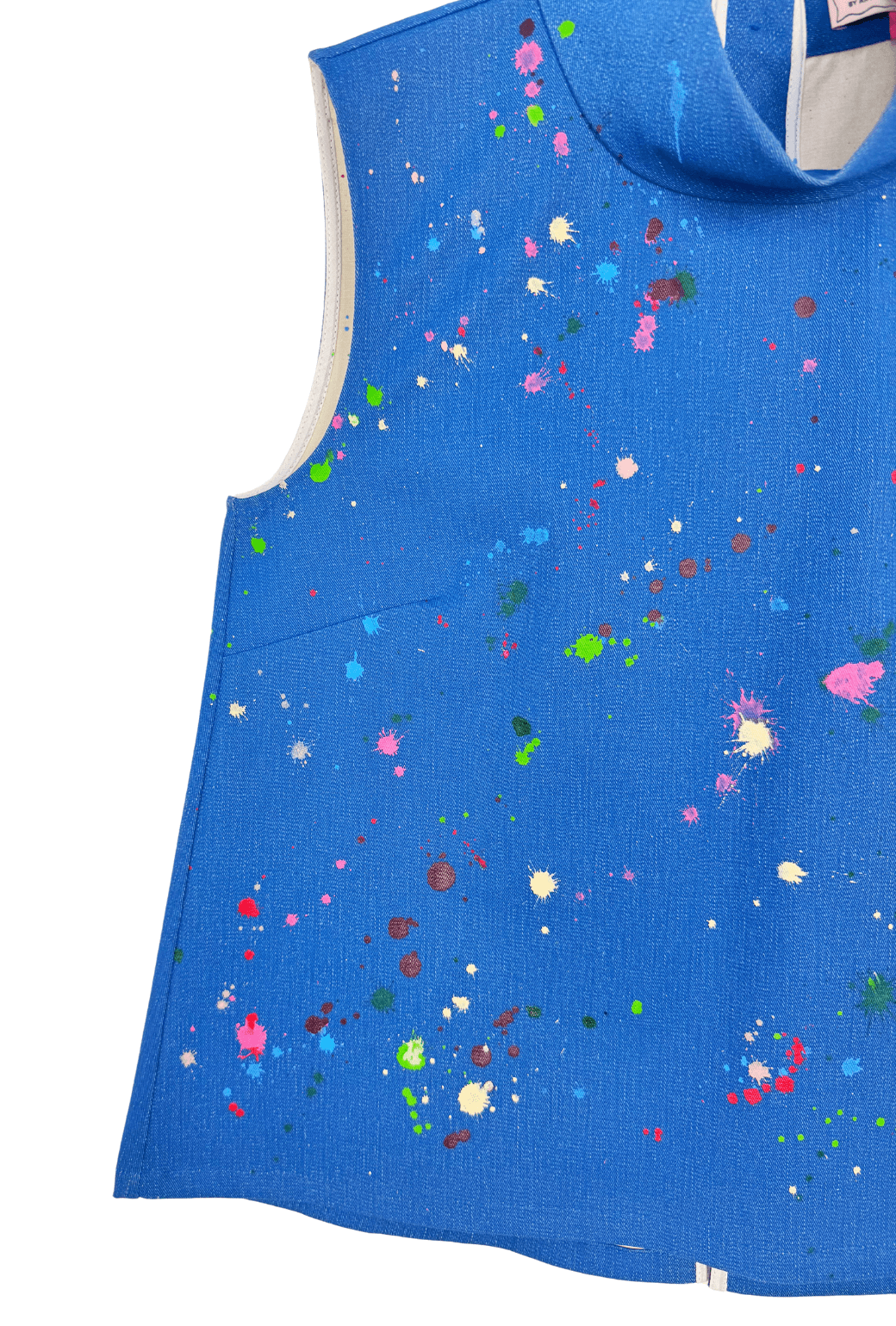 Birthday Mod Top Cropped - Party Splatter Paint Denim