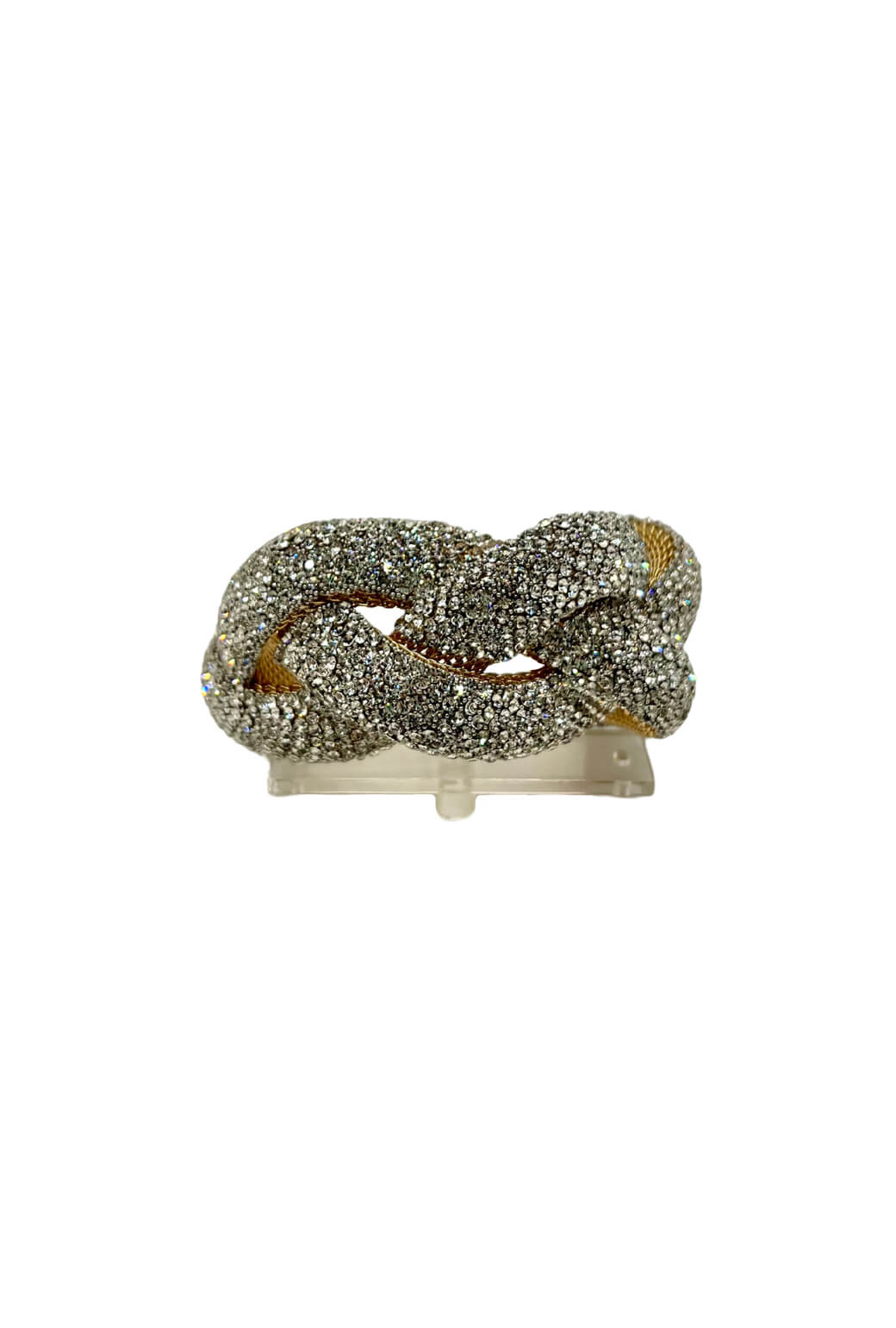 Braided Rhinestone Cuff - Gold