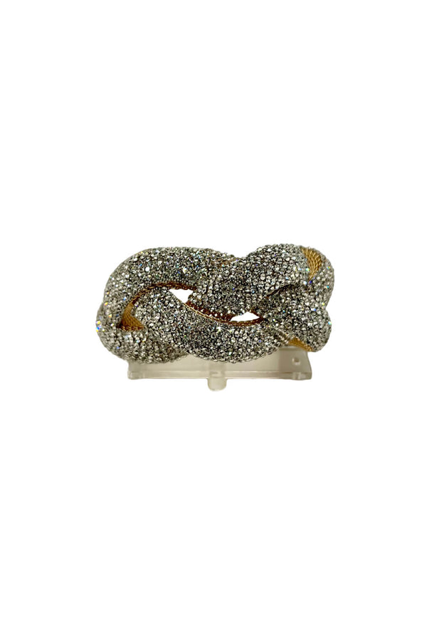 Braided Rhinestone Cuff - Gold