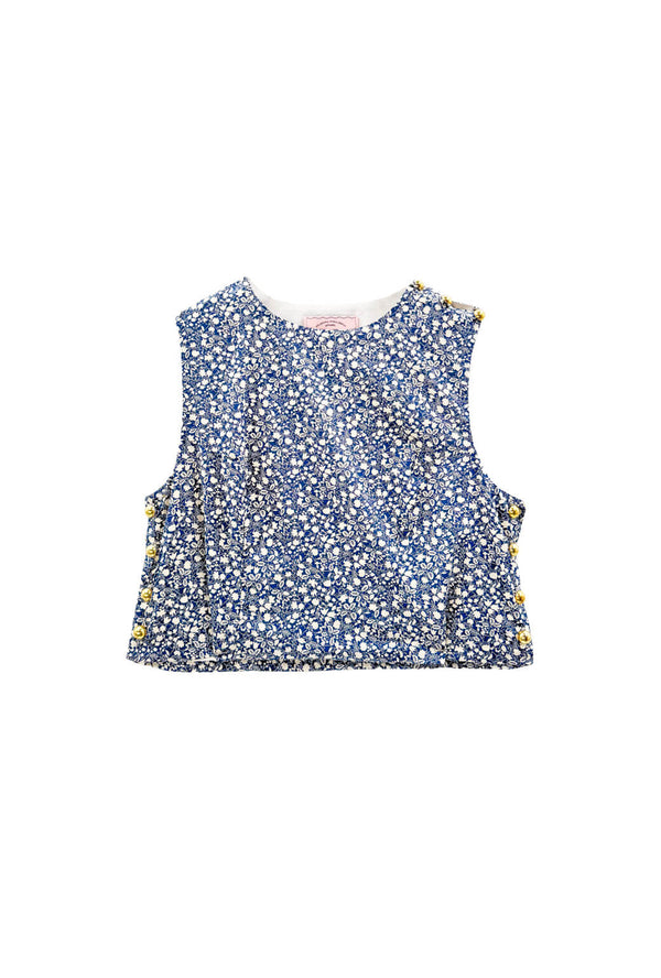 Buru x Kristin Kennedy Button Box Top - Navy Liberty