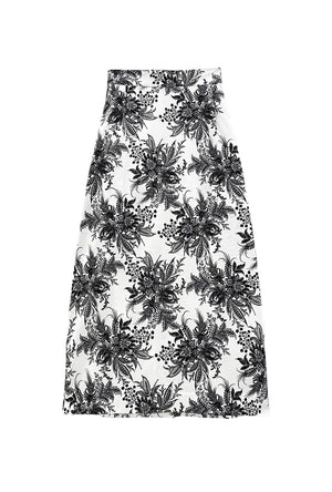 Buru x Kristin Kennedy Hostess Skirt - B&W Botanical