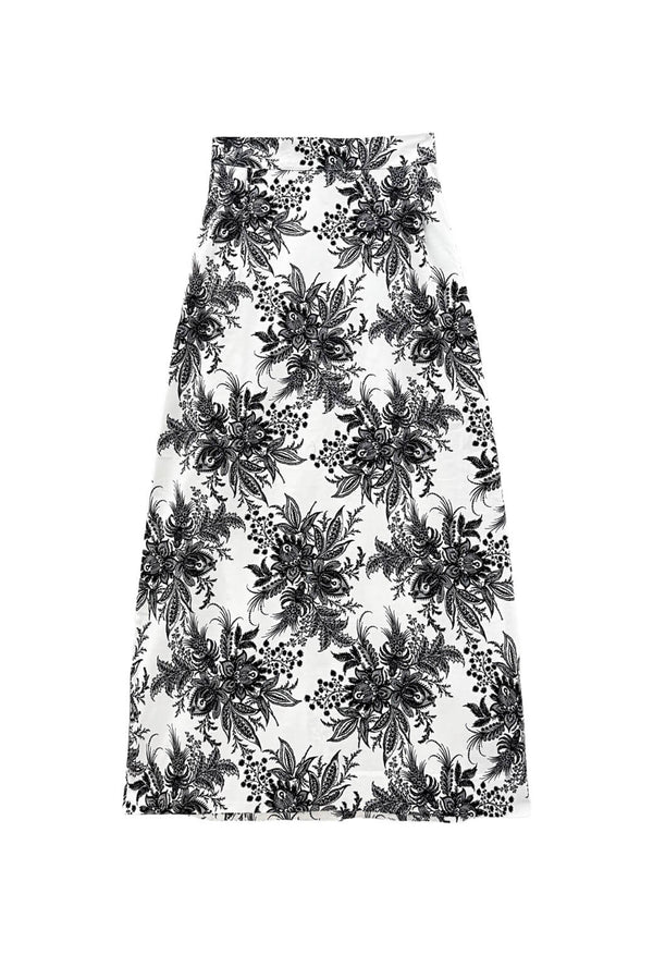 Buru x Kristin Kennedy Hostess Skirt - B&W Botanical