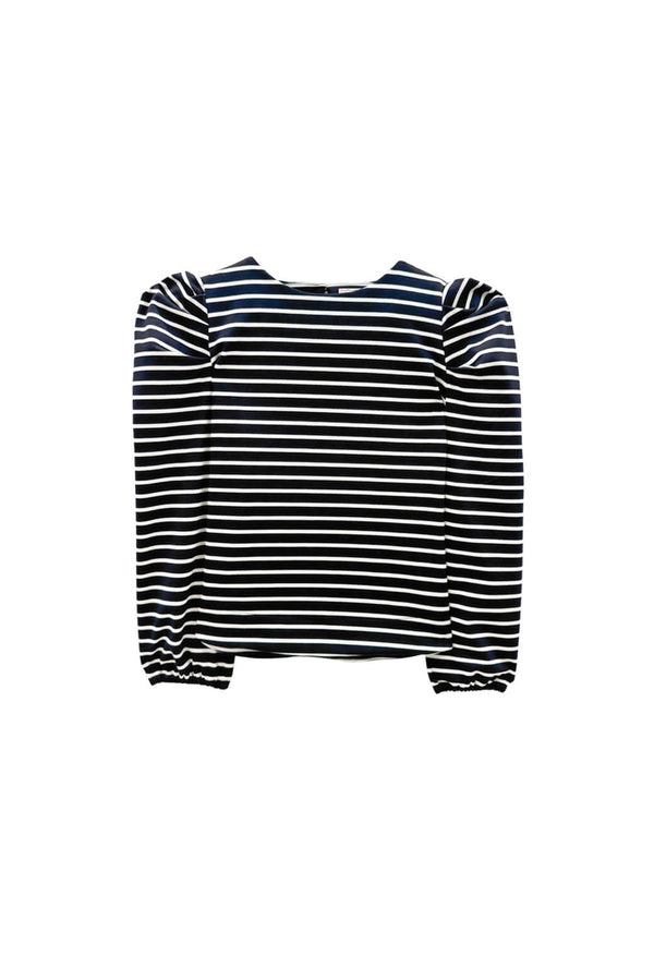 Buru x Kristin Kennedy Puff Sleeve Pullover - B&W Stripe