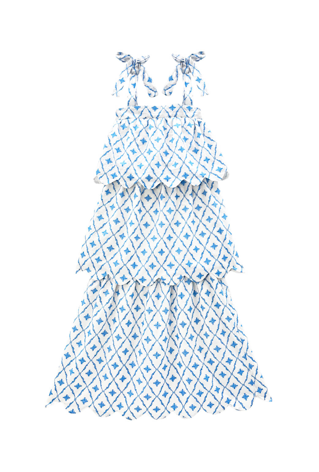 Buru x Kristin Kennedy Scallop Tier Dress - White