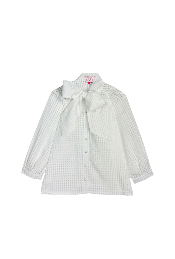 Buru + Pencil & Paper Co. Big Bow Blouse - Sheer Gingham