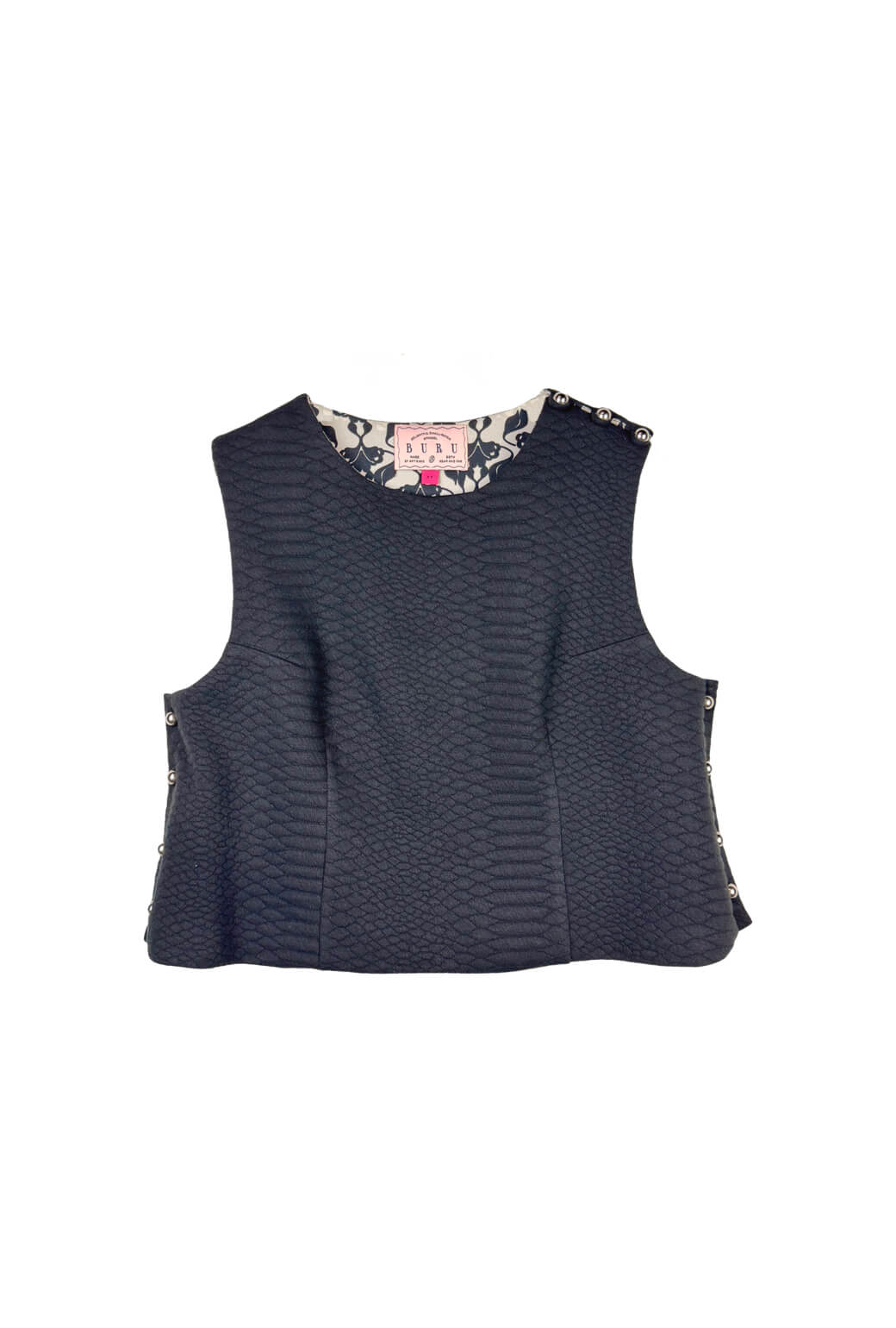 Button Box Top - Black Python Knit