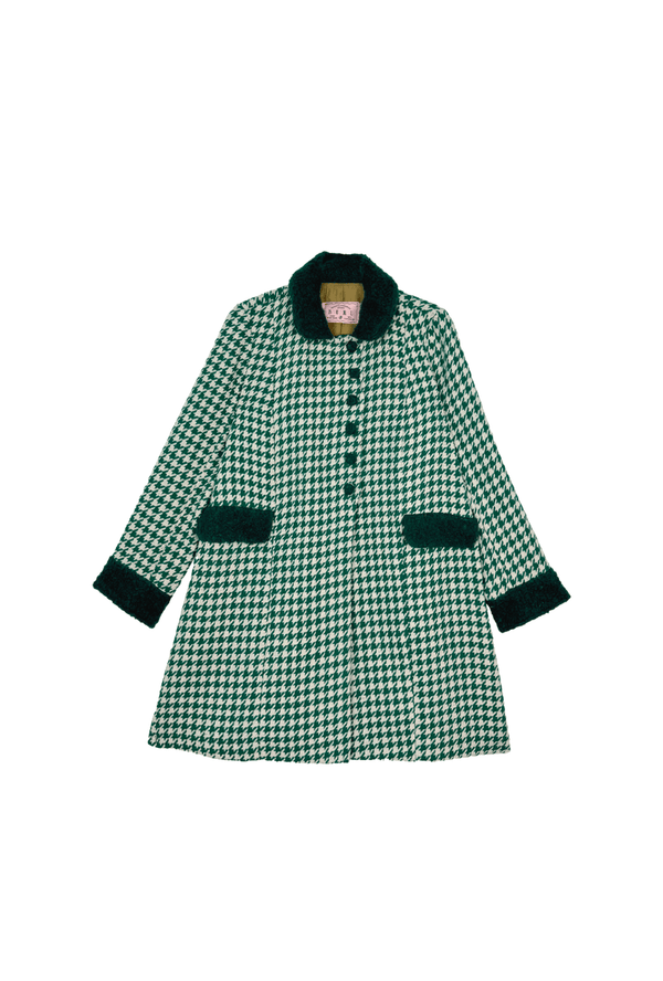 Buru x Tori Mellott Class Girls Coat - Green Houndstooth