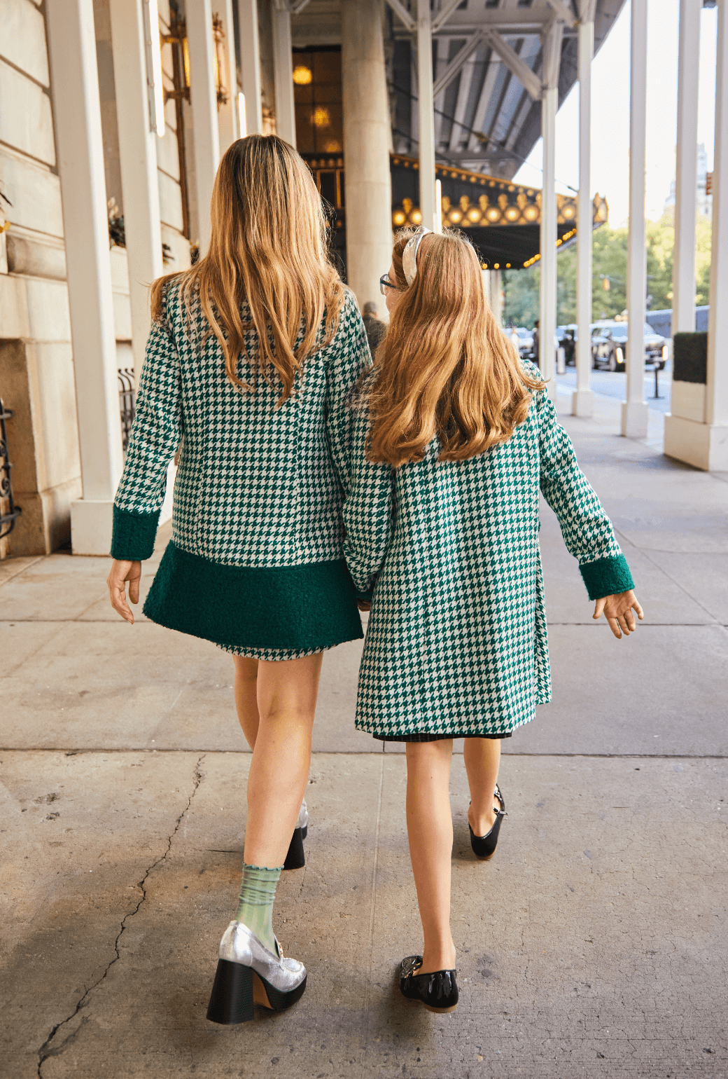 Buru x Tori Mellott Class Girls Coat - Green Houndstooth