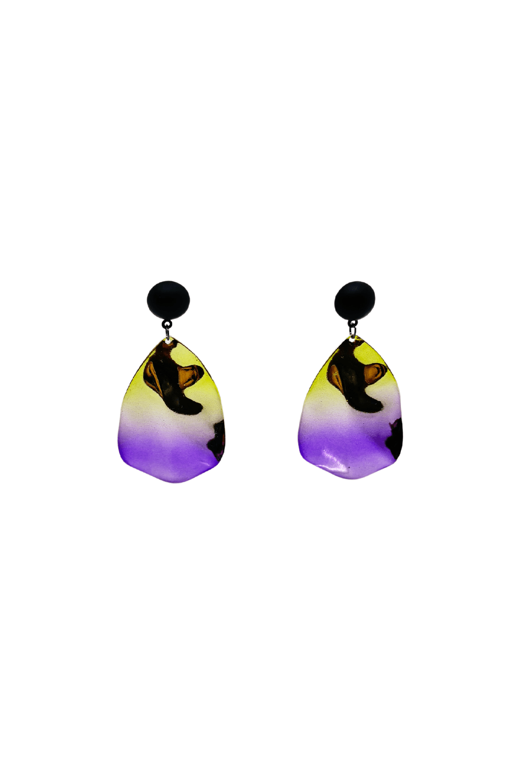 Crinkle Earrings - Gold and Lavender