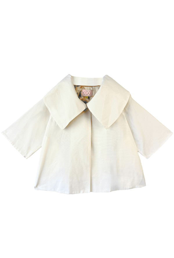 Buru x Megan Stokes Cropped Car Coat - Off-White Cotton Faille