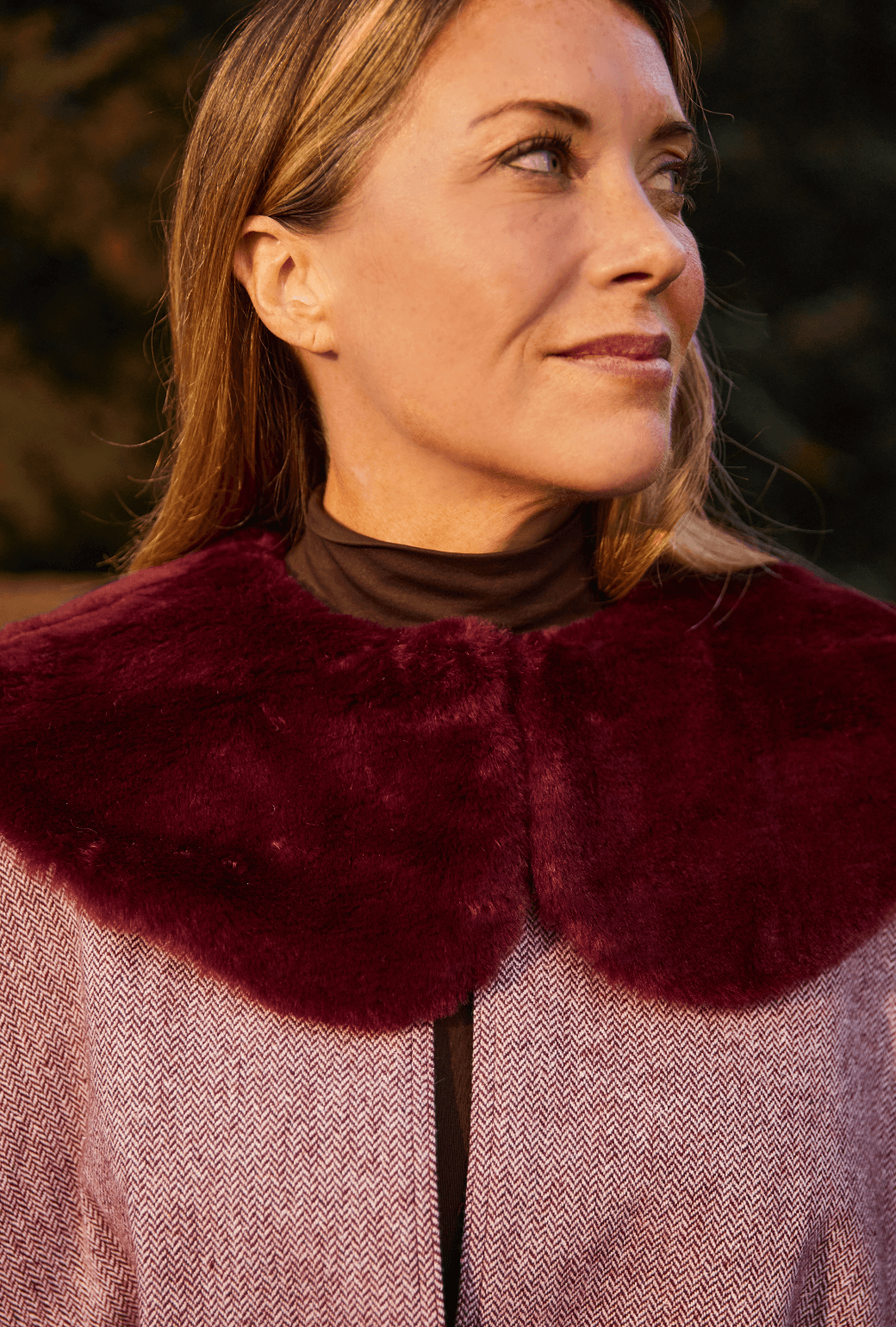 Buru  X Tori Mellott Deville Cape - Burgundy Herringbone