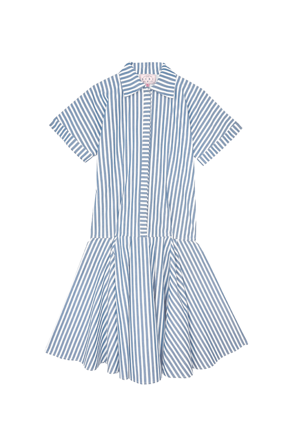 Drop Waist Day Gown - Periwinkle Stripe
