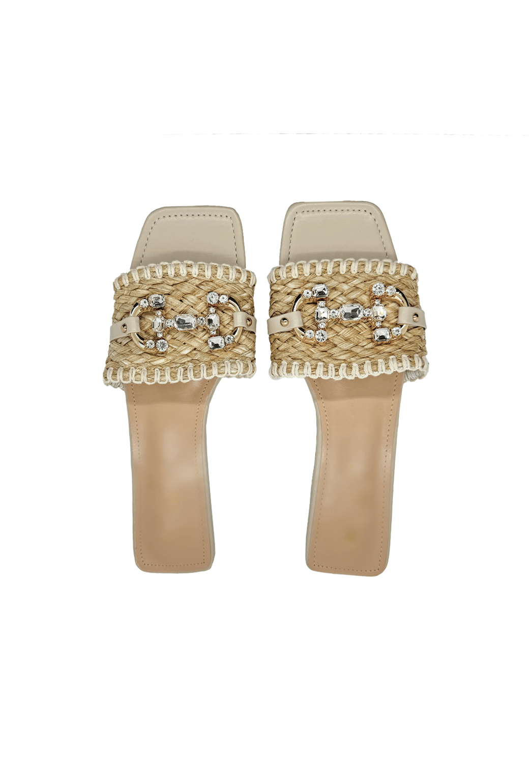 Embellished Raffia Slides - Natural – BURU