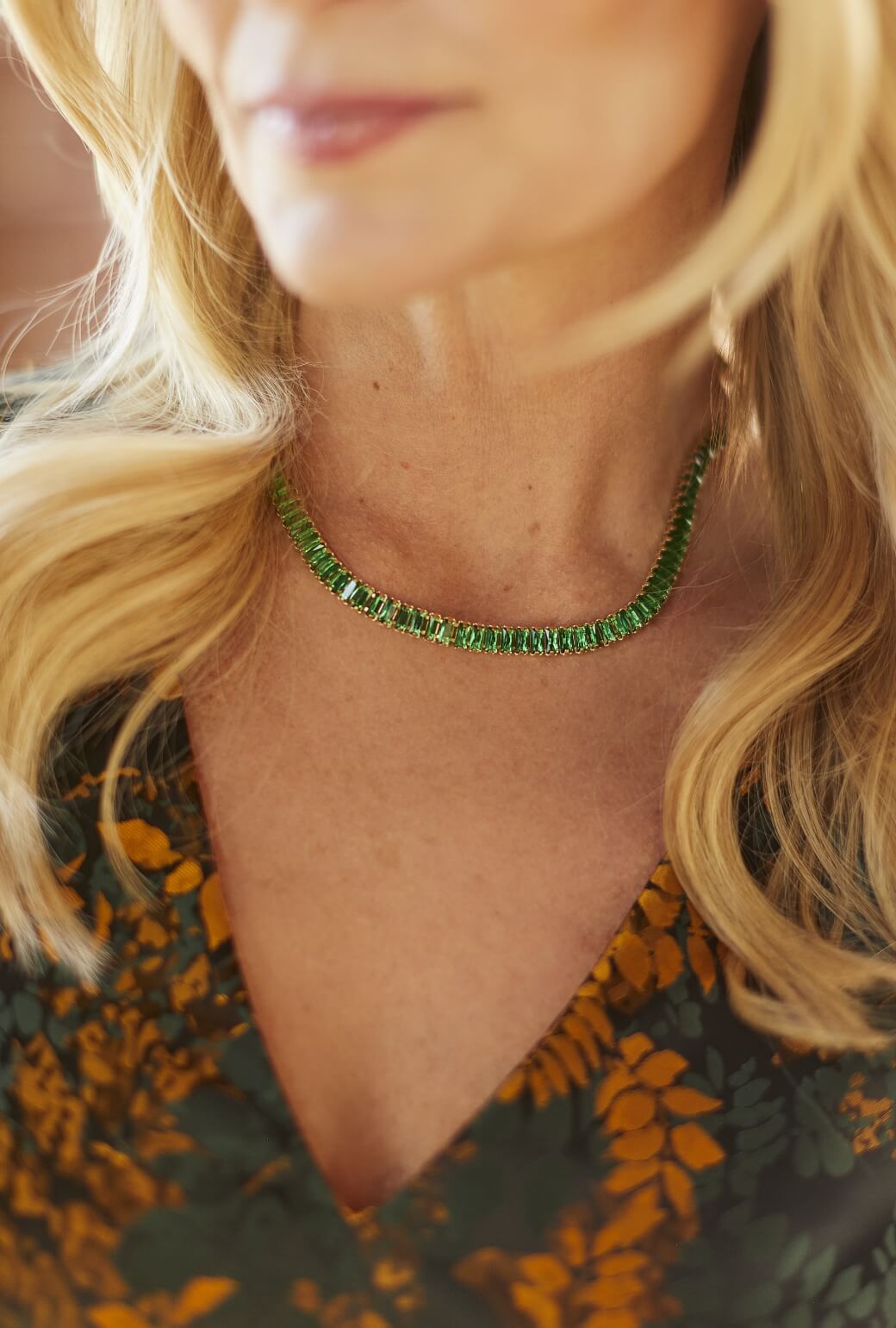 Emerald Cut Tennis Necklace - Emerald