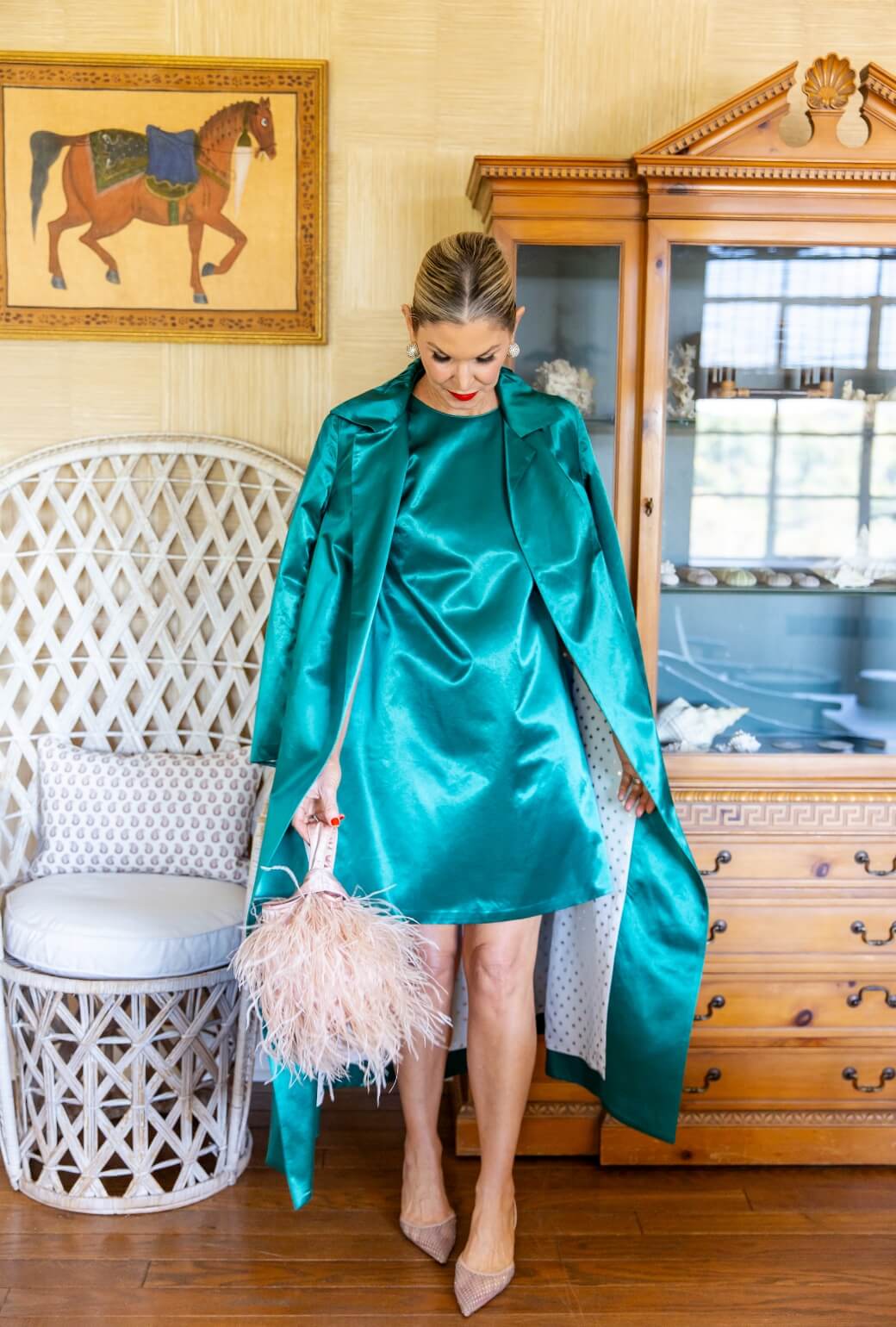 Buru + Pencil & Paper Co. Evening Coat - Green Satin