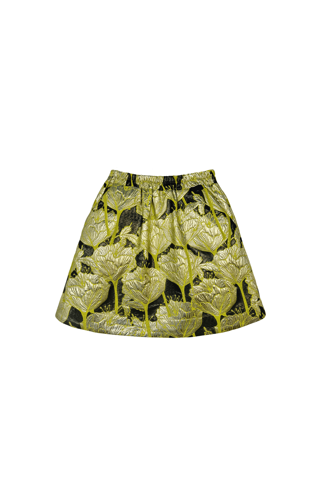 Everyday MINI Skirt - Chartreuse and Black Brocade