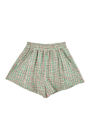 Everyday Shorts - Green and Pink Plaid Knit