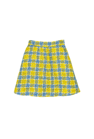 Flat Front MINI Skirt - Plaid Twinkle Tweed