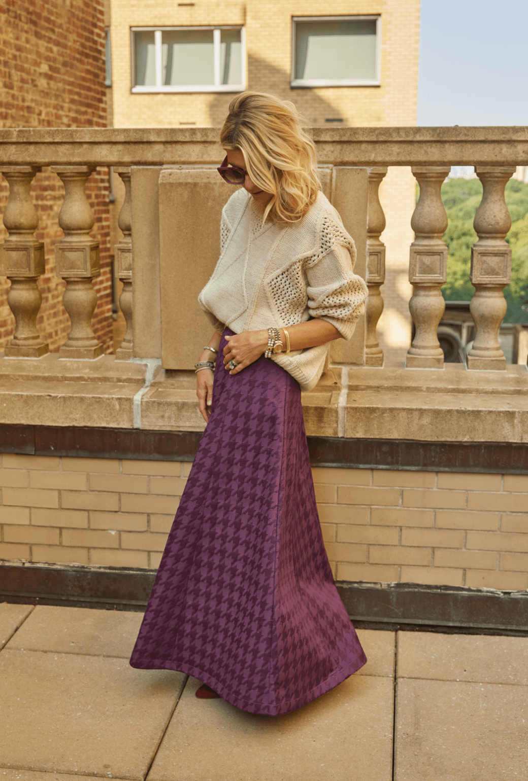 Guest Skirt - Purple Houndstooth