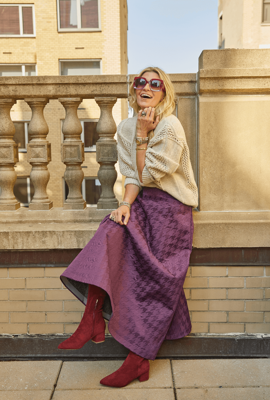 Guest Skirt - Purple Houndstooth