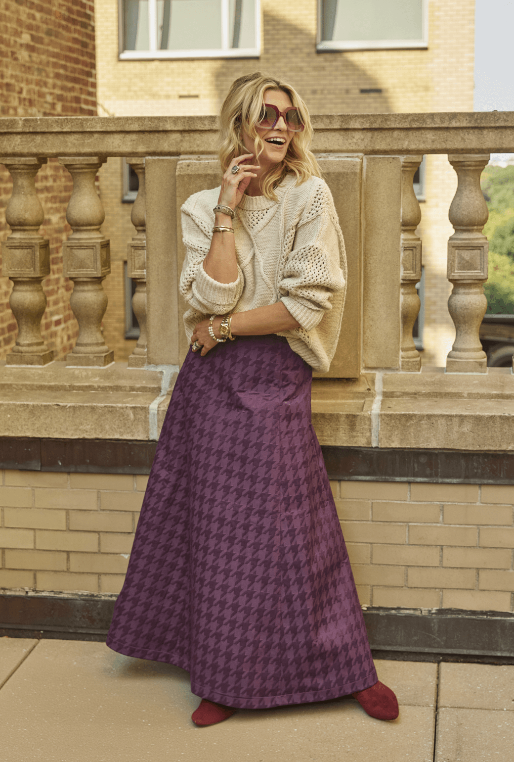 Guest Skirt - Purple Houndstooth