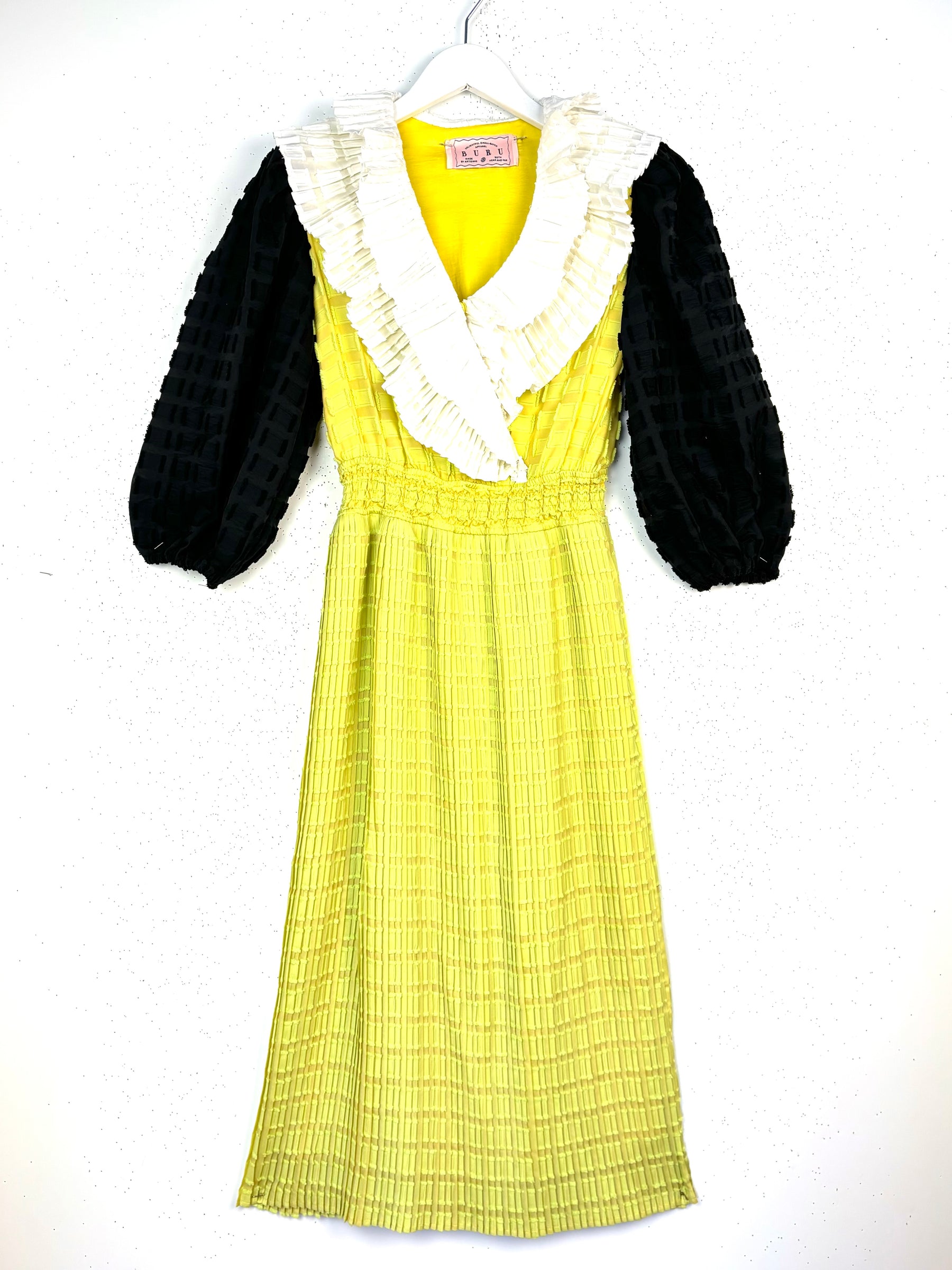 SAMPLE - The Blanche Dress - Chartreuse & Black