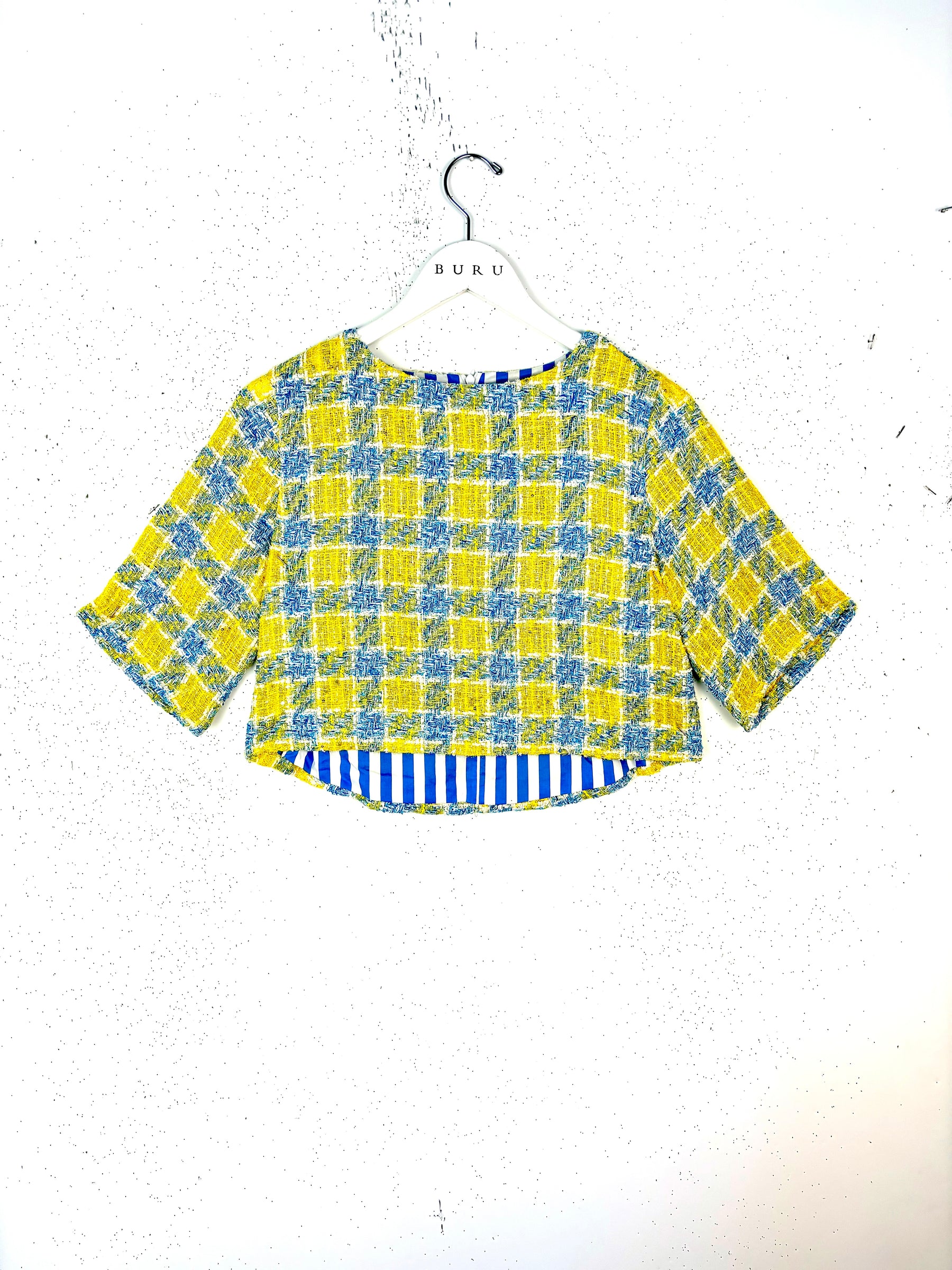 SAMPLE - Cropped Box Top- Plaid Tweed