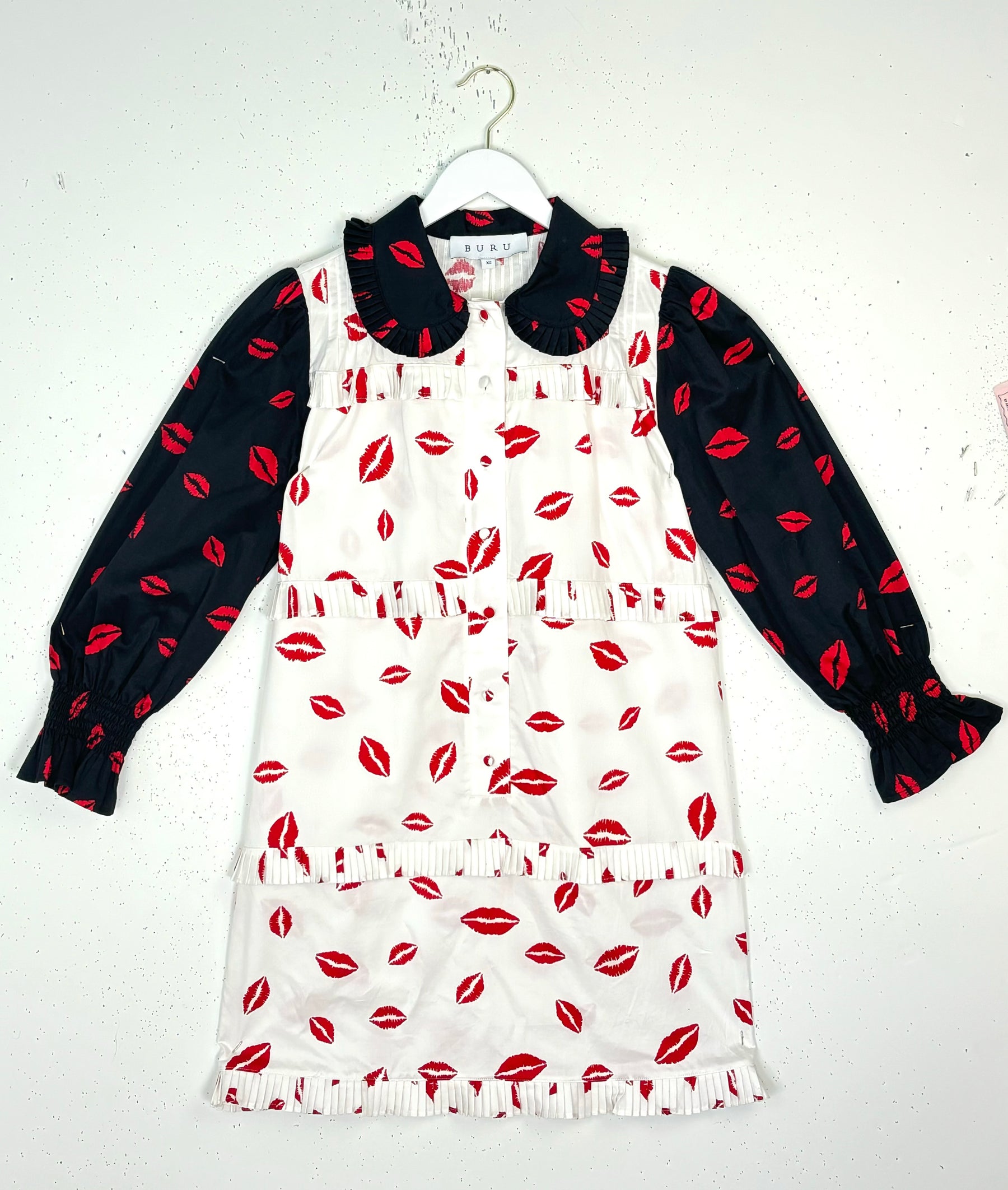 SAMPLE- Peter Pan Collar Mini Dress - Lips