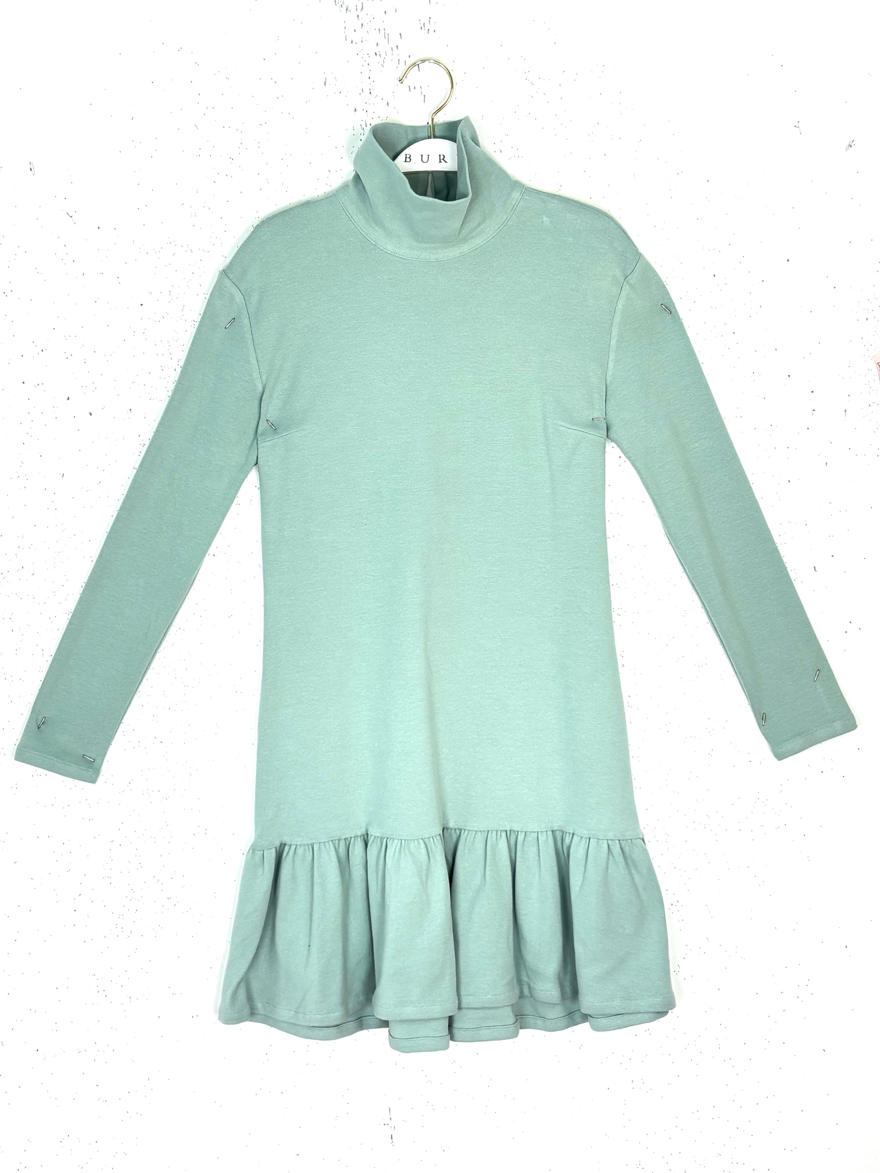 SAMPLE - Side Zip Turtleneck Dress MINI - Mint