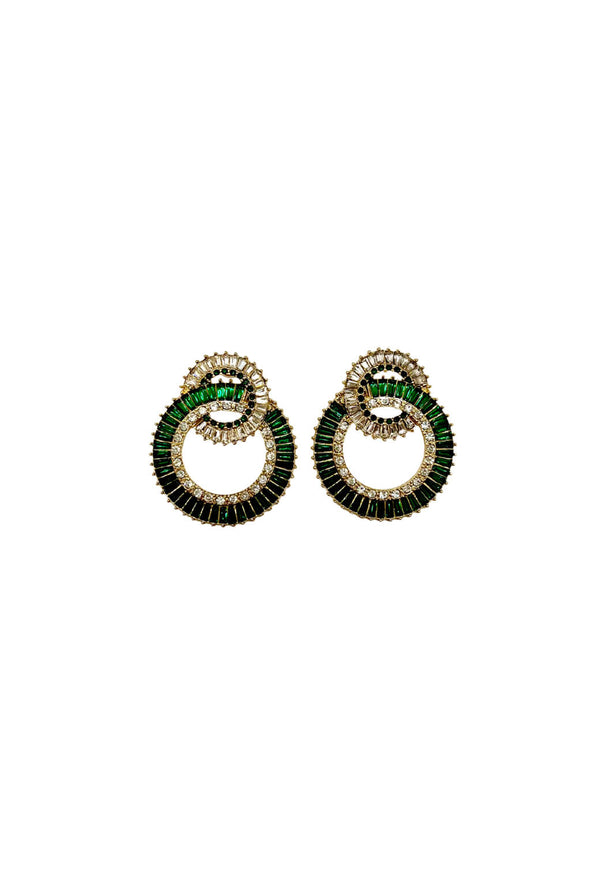 Interlocking Circles Earrings - Emerald