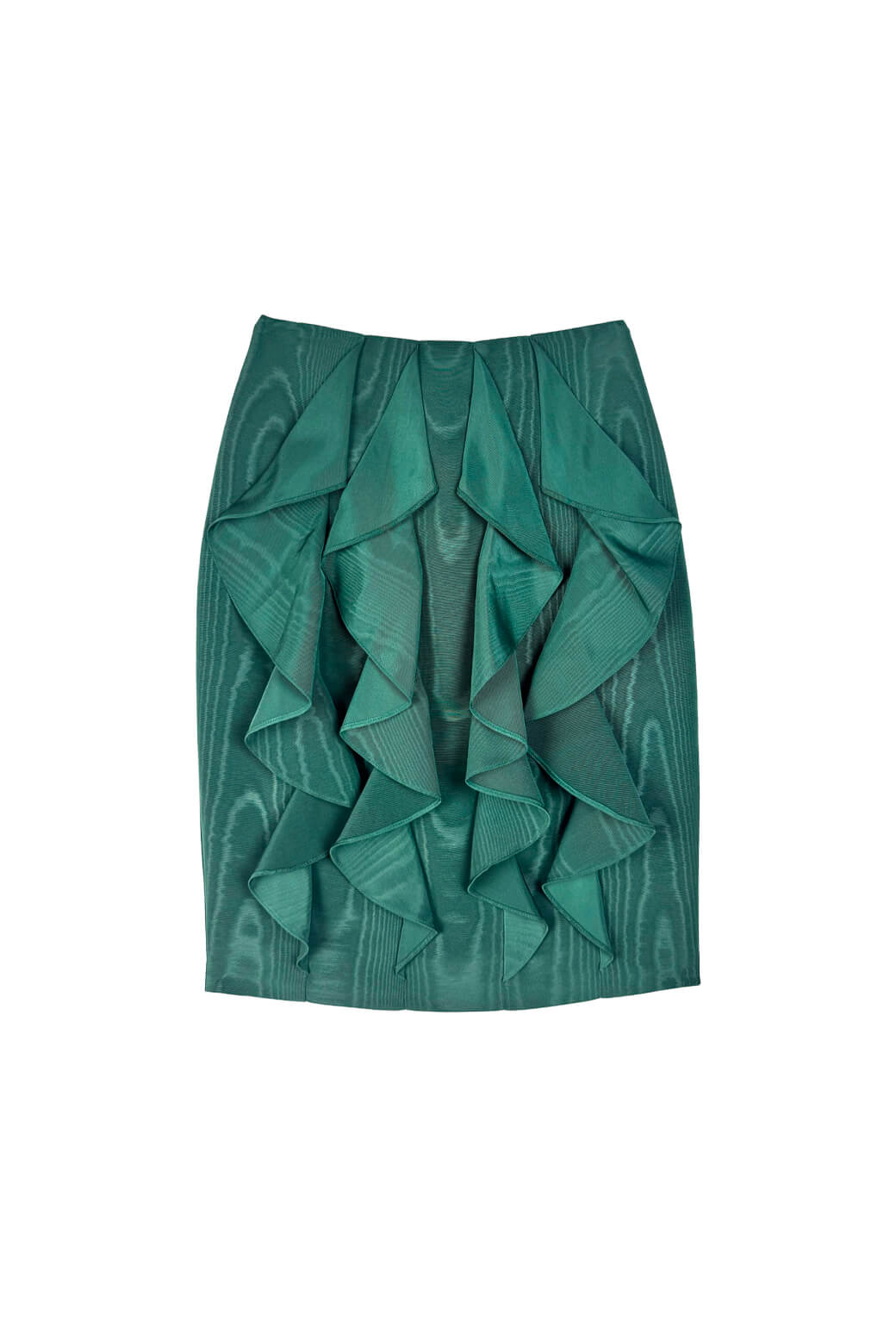 Le Ruffled Pencil Skirt - Jade Moiré